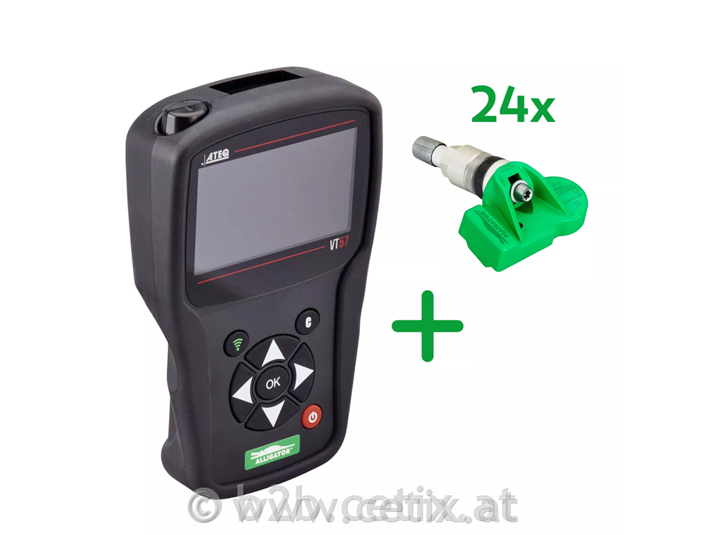 ATEQ VT57 TPMS komplet: Diagnostična naprava + 24x All-In-One senzorji (Srebrni)