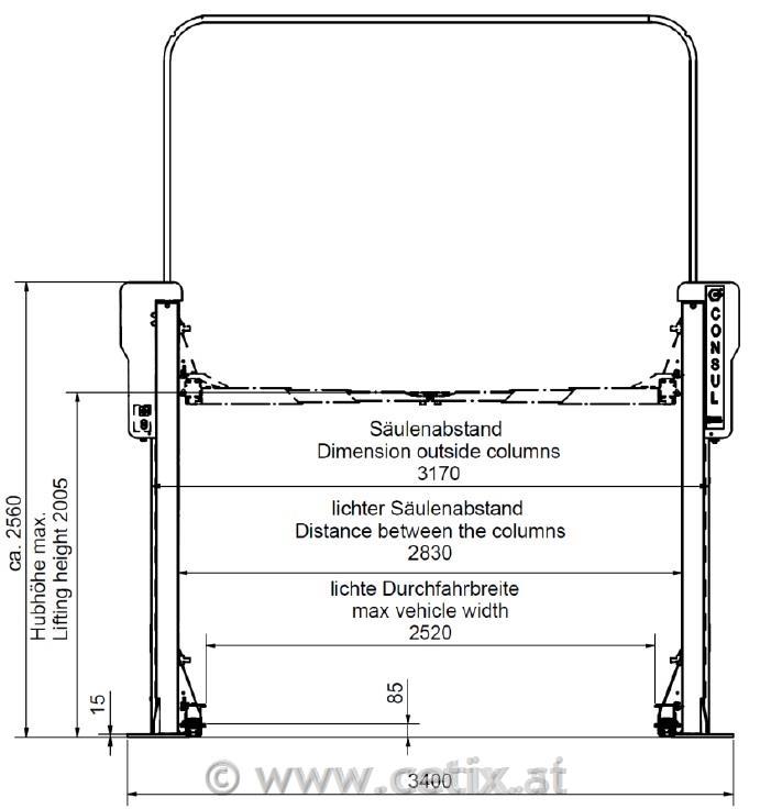2-Säulen-Hebebühne - CONSULPremium EL® 2.35Elektromechanisch Tragfähigkeit 3500kg