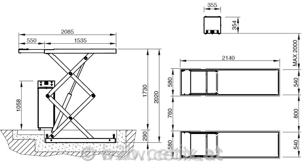 CORGHI Erco C361T E -Scherenhebebühne